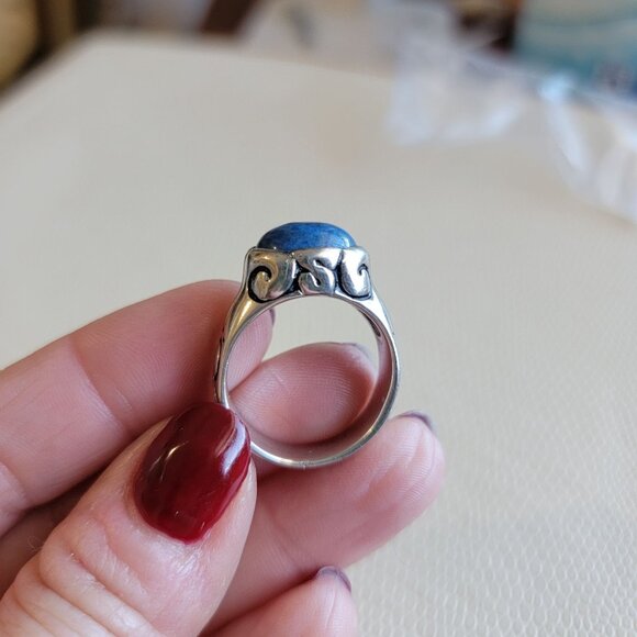 Sterling Silver Espo Tribal Ring With Blue Sodalite Stone Size 8-8.5 - Picture 5 of 9